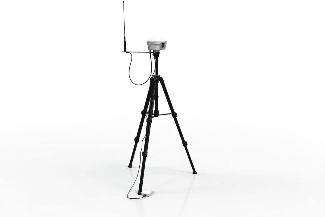 Base RTK con trípode y antena GNSS